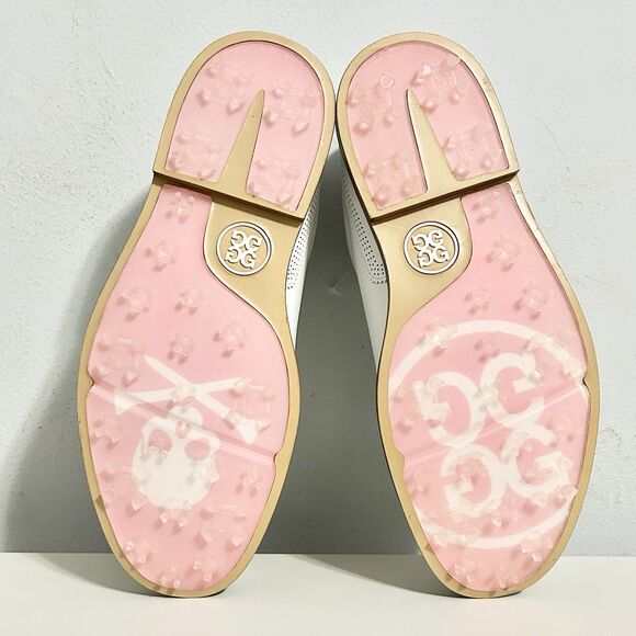 G/Fore Gallivanter Men’s Size 9.5 Perforated Brogue Snow Pink Brown Golf Shoes - Picture 7 of 8